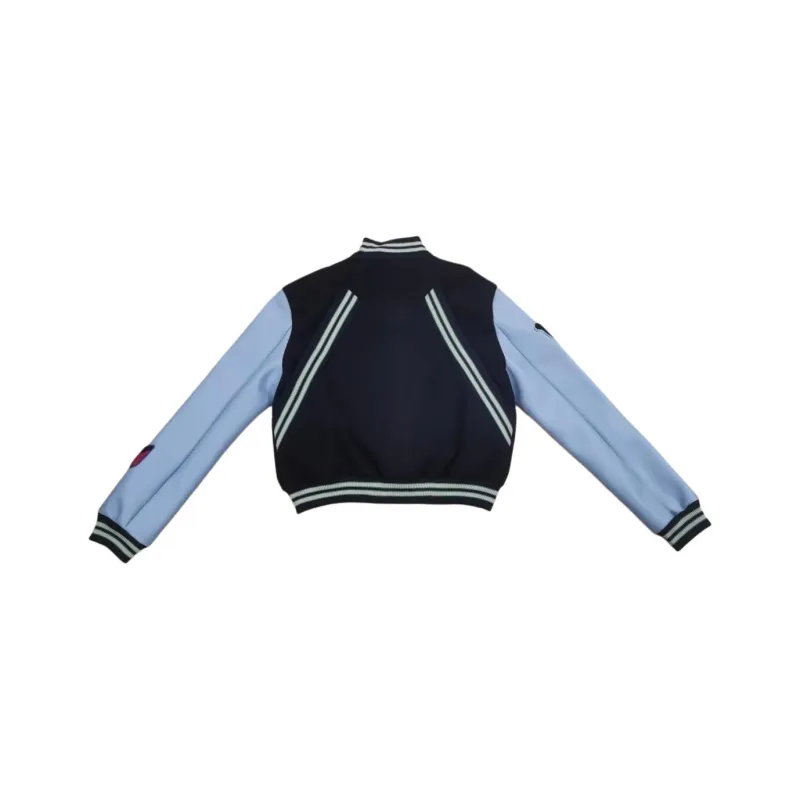 HOKLV Fashion Baseball Jacket Style Unisex Navy Blue Classic Tone-1