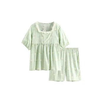 FENTENG Brown Bear Pajama Set Women's Light Green
