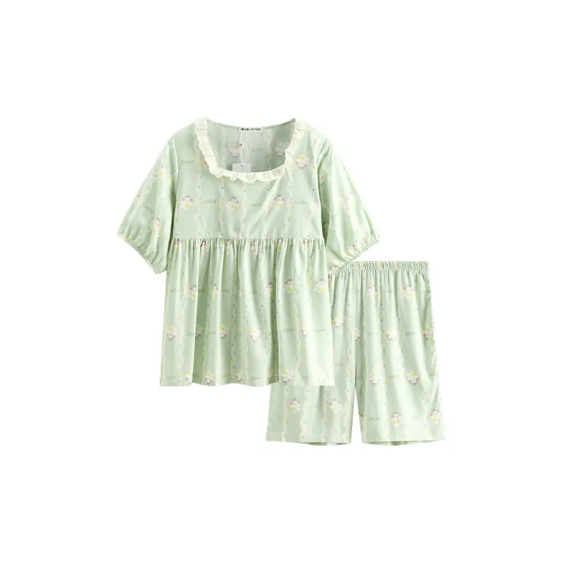 FENTENG Brown Bear Pajama Set Women's Light Green-0