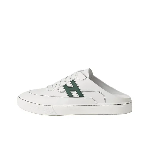 HERMES Slip Resistant Closed Toe Slippers Men's White