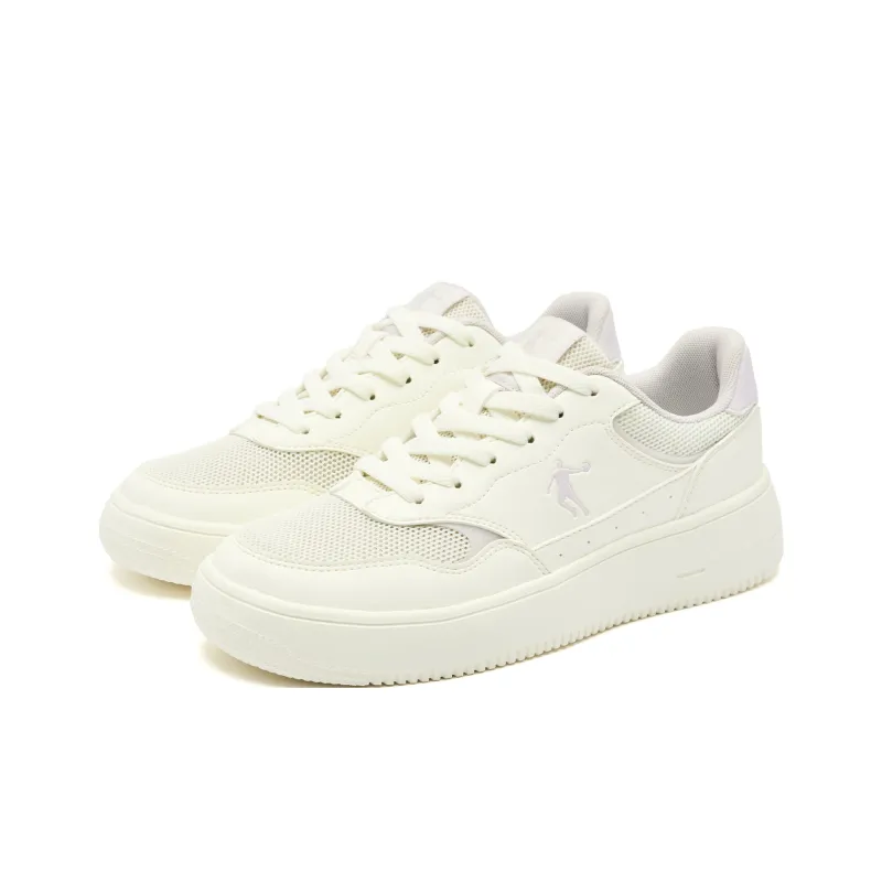 QIAODAN Anti Slip Wear Resistant Low Top Skateboard Shoes Women's Beige Purple-2
