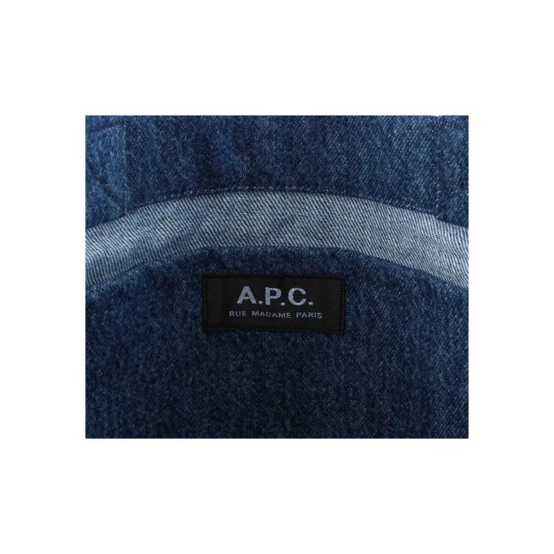 A.P.C . Logo Printed Denim Top Handle Bag-5