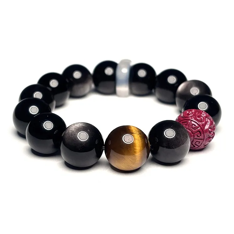 MOUNTAINS AND MANS Obsidian Luxury Good Luck Beaded Bracelet Men's-4