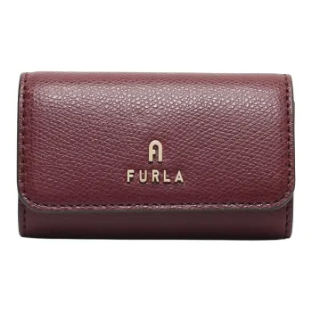 Furla Genuine Leather Key Pouch Women's Burgundy Red & Pink