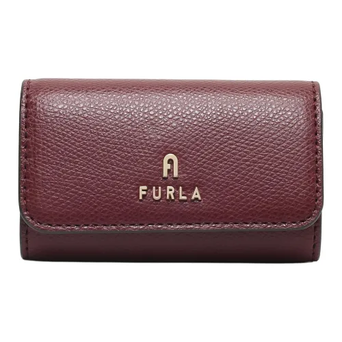 Furla Genuine Leather Key Pouch Women's Burgundy Red & Pink