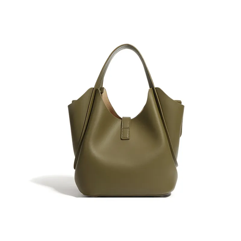 ROBERTA DI CAMERINO Cow Split Leather, Leather Handbag Regular Women's Ecru/Black/Olive Green-17