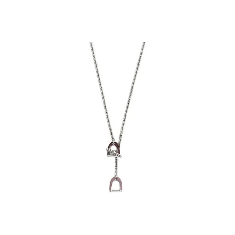 HERMES Metal, Palladium Plated Necklaces Men's Silver-0
