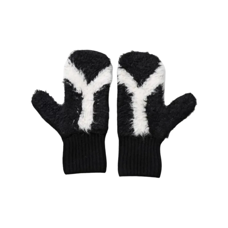 Y-3 Logo-patch Faux-shearling-trim Gloves-1
