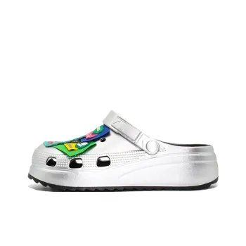 OUBT Cartoon Monster, Embroidery Clogs Unisex All Silver