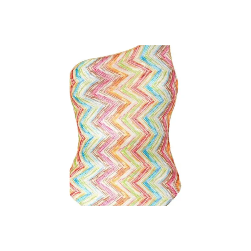MISSONI Zigzag Patterned One Shoulder Swimsuit-1
