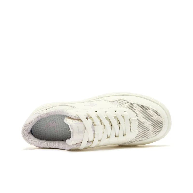 QIAODAN Anti Slip Wear Resistant Low Top Skateboard Shoes Women's Beige Purple-3