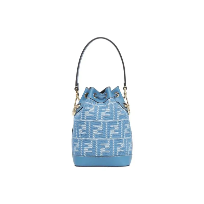 FENDI Mon Tresor Cotton Bucket Bags Shoulder Bag Crossbody Bag Handbag Mini Women's Blue-2