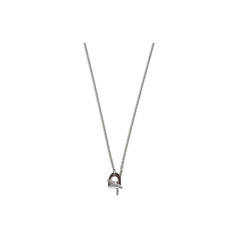 HERMES Metal, Palladium Plated Necklaces Men's Silver-2