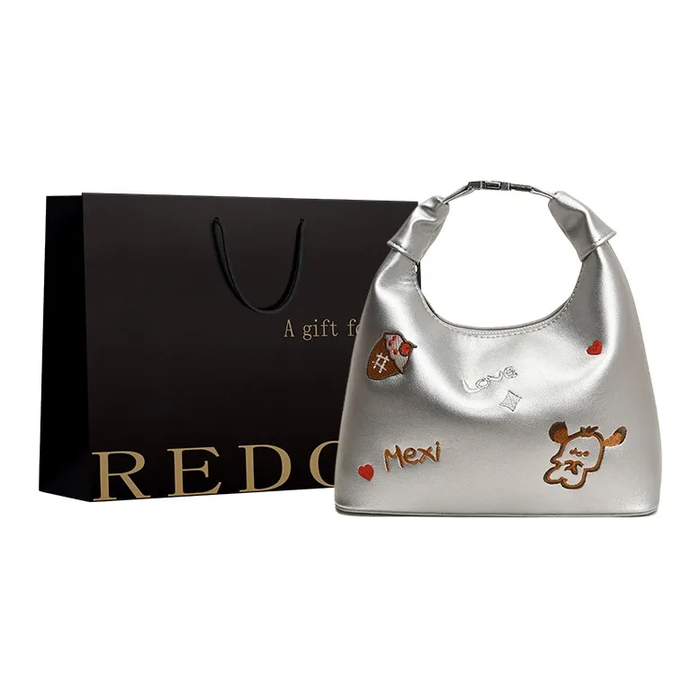 REDOO PU Handbag Regular Women's Ecru/Silver/Black/Pink-4