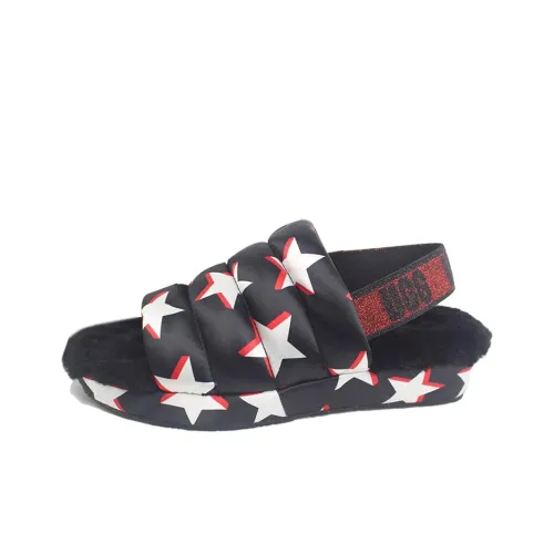 UGG Puff Yeah Stars Strap Sandals Unisex Black