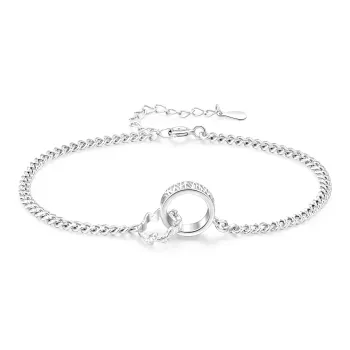 Lao Feng Xiang S925 Silver Bracelet Pair Unisex Silver