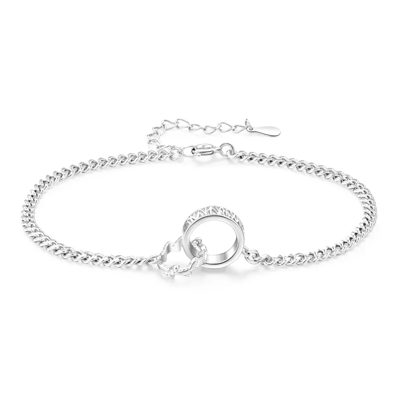 Lao Feng Xiang S925 Silver Bracelet Pair Unisex Silver-0