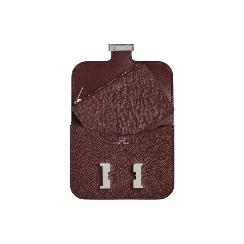 HERMES Constance Slim Epsom Calfskin Wallet Women's 0G Rouge Sellier Saddle Red-2