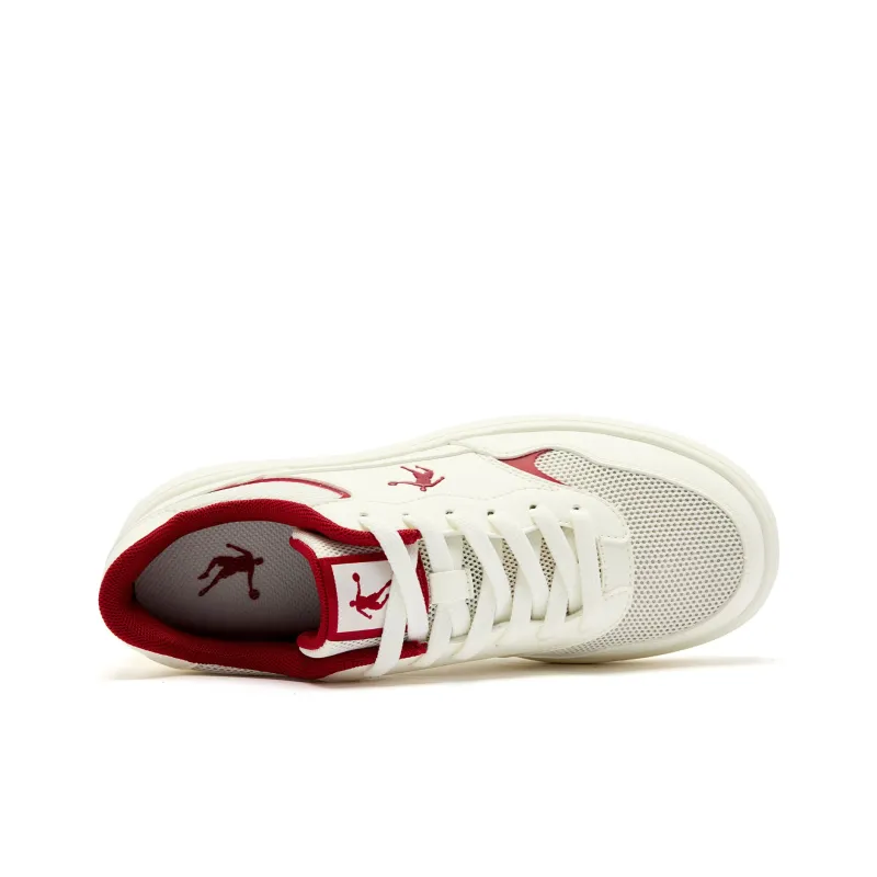QIAODAN Anti Slip Wear Resistant Low Top Skateboard Shoes Women's Beige Red-3