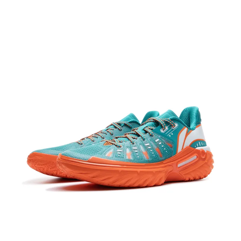 LiNing Jie Ao 2 Cushioning Anti Slip And Wear Resistant Rebound Low Top Outdoor Basketball Shoes Men's Cyan Orange-2