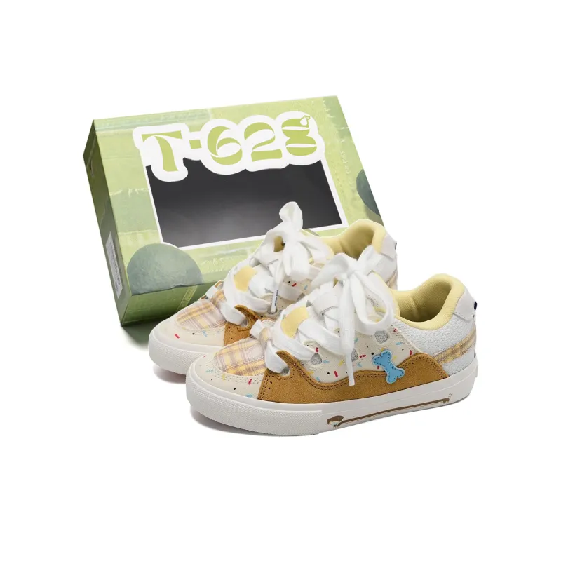 T628 Classic Vintage Puffy Shoes Abrasion Resistant Lightweight Slip Resistant Low Top Skateboard Shoes Women's-21