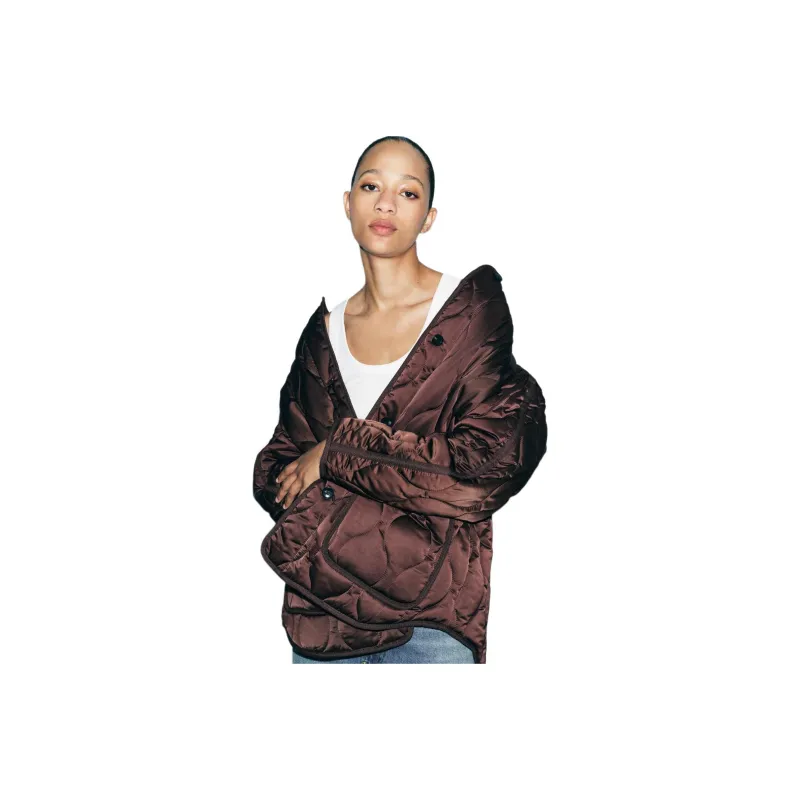 ZARA ZW Series Puffer Jacket Women's Brown-2