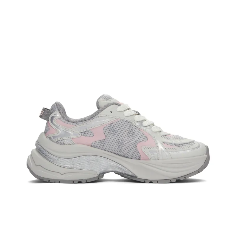 MLB Curve Runner Durable Breathable Lightweight Low Top Chunky Sneakers Women's Gray-1