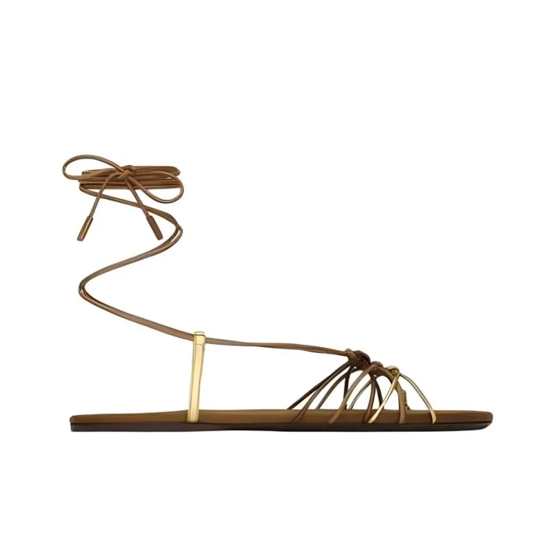 SAINT LAURENT Babylone Strap Sandals Women's Brown-1