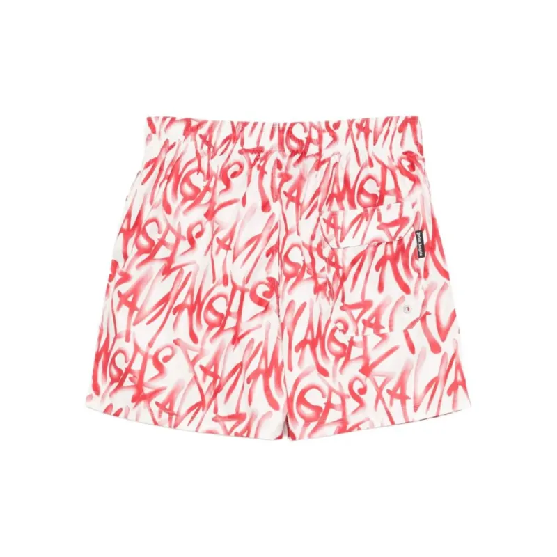 PALM ANGELS Graffiti Printed Drawstring Swim Shorts-1