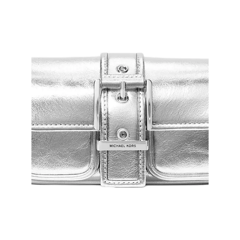 MICHAEL KORS Colby Leather Handbag, Shoulder Bag Mini Women's Silver-3