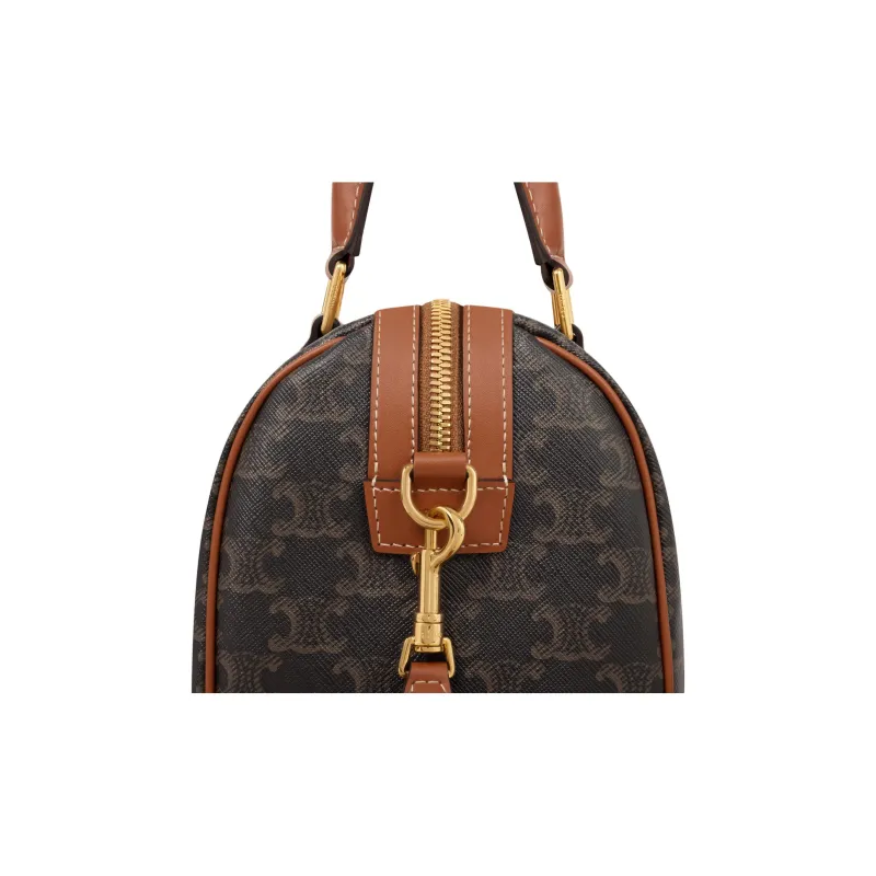 CELINE Cow Leather Boston Shoulder Bag, Crossbody Bag, Handbag Medium Size Women's Tawny-3