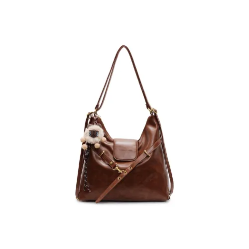 HCXK PU Crossbody One Shoulder Backpack Regular Women's Brown/Coffee/Black/White