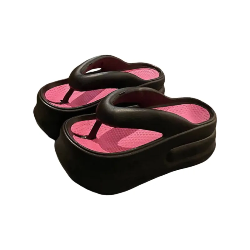 Meter Platform Height Increasing Squashy And Bouncy Feeling In Flip Flops, Summer EVA Soft Sole Versatile Slippers-2