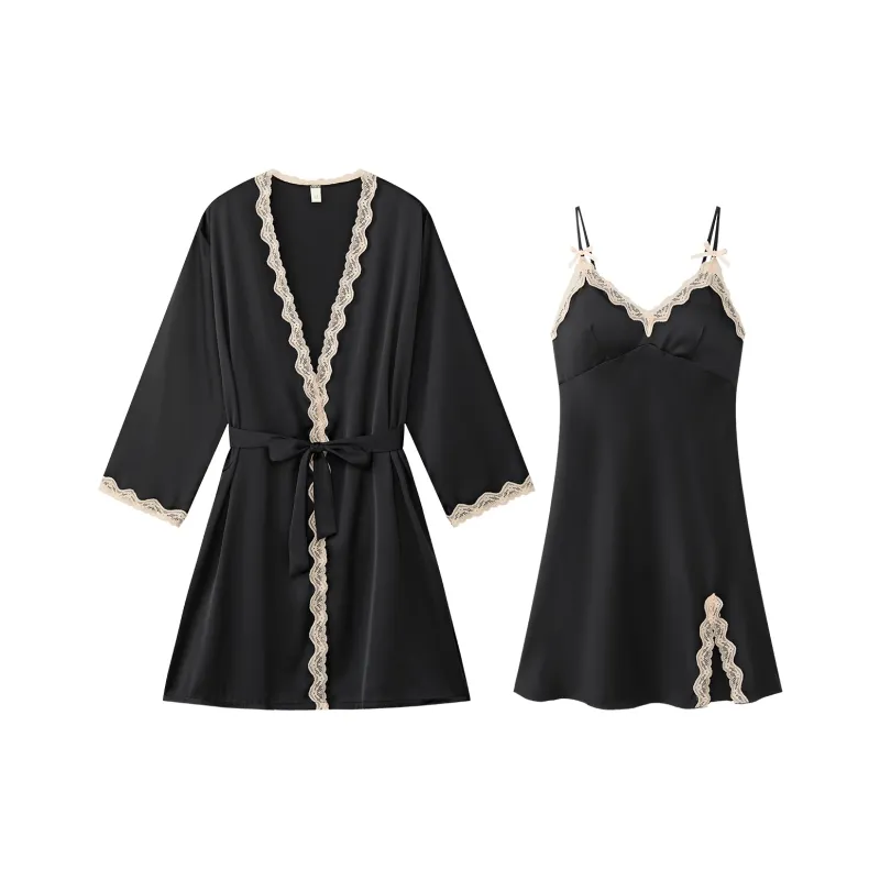 Gongdie Pajama Set Women's Black-0