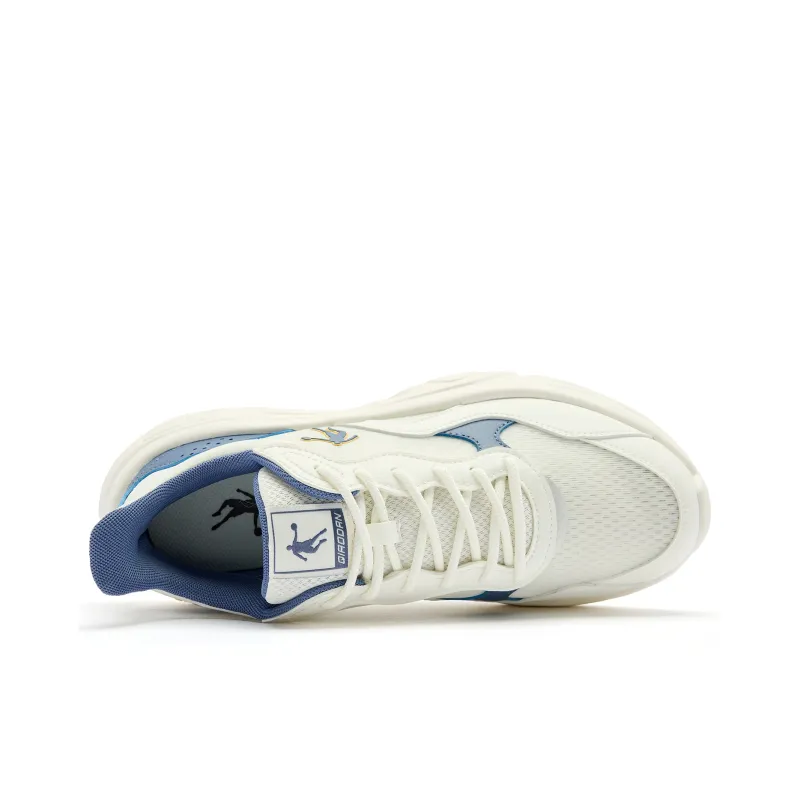 QIAODAN Abrasion Resistant Slip Resistant Low Top Casual Shoes Men's White Blue-3