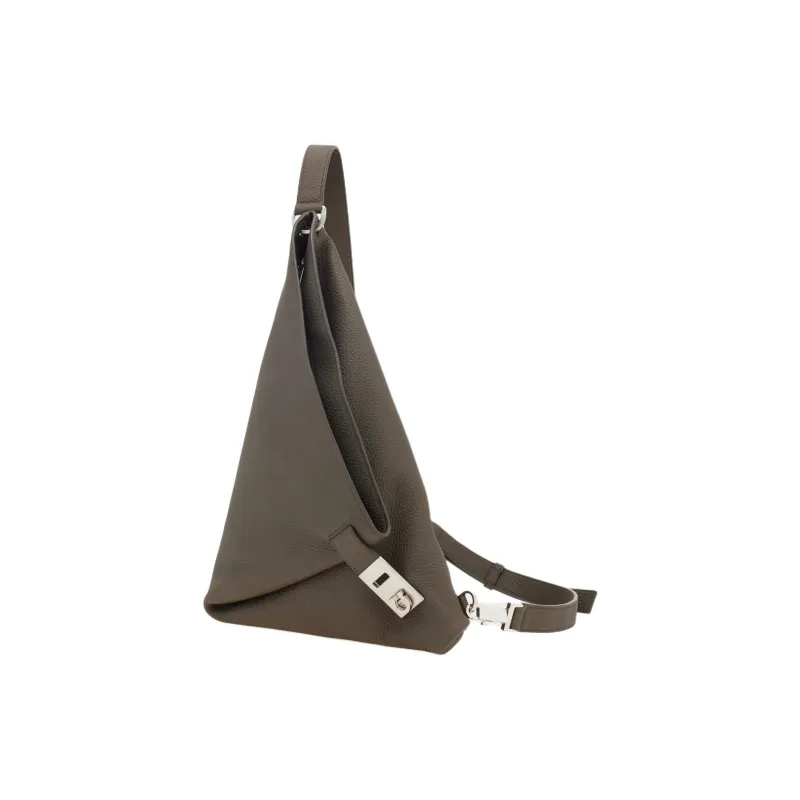 FERRAGAMO Cow Leather Crossbody Bag Sling Bag Medium Size Men's Brown Gray-1