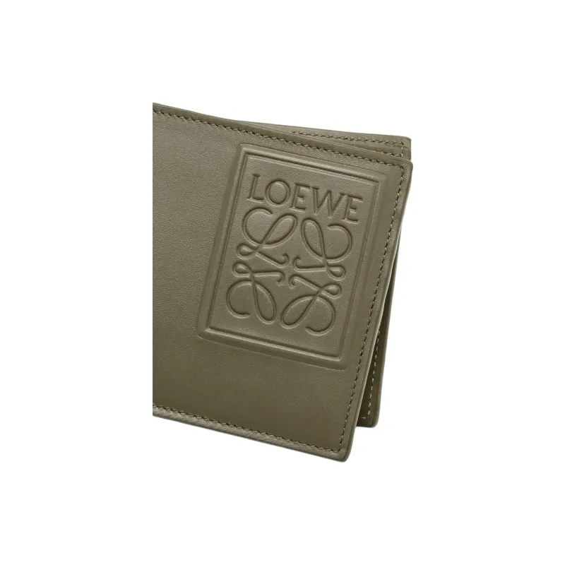 LOEWE Satin Calfskin Wallet Men's Khaki Green-4