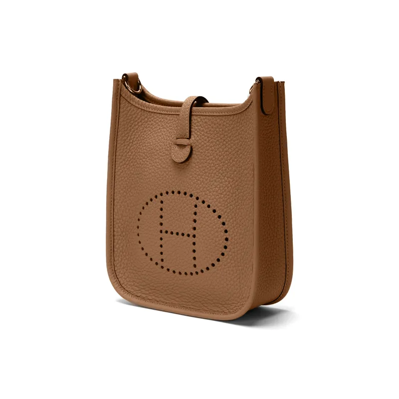 HERMES Evelyne Taurillon Clemence Leather Shoulder Bag Crossbody Bag Mini Unisex Brown-1