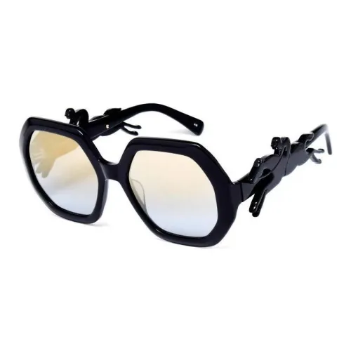 LONGCHAMP Bone Quality Irregular Shape Sunglasses Women's Black