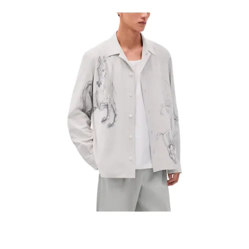 HERMES Leather Jacket Men's Cement