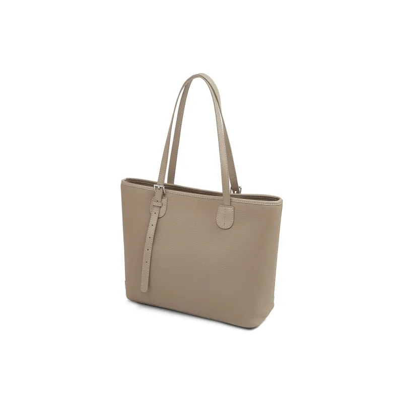 Old Man's Head Top Grain Cow Leather Shoulder Bag Regular Women's Black/Elephant Grey/Caramel-10