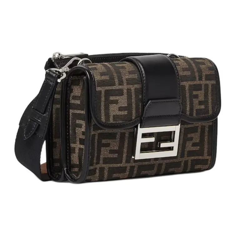FENDI Baguette Polyester Crossbody Bag Men's Brown-1