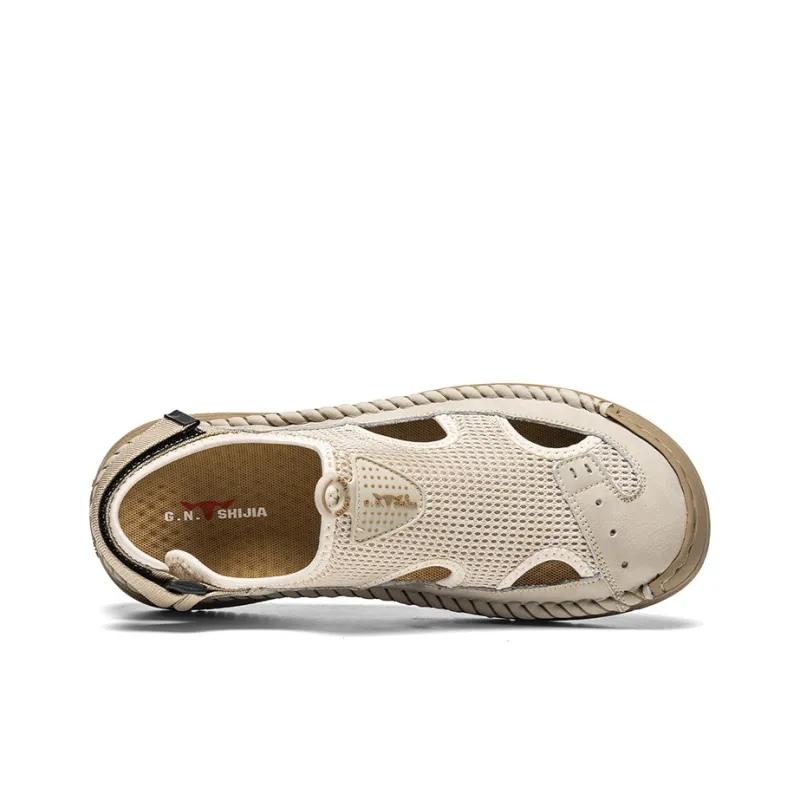 G.N.SHIJIA Black Gold Ox Collection Strap Sandals Men's-4