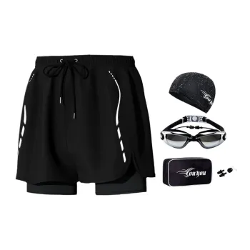 Youyou Swimming Sets Polyester/Elastane Summer Seaside Vacation Beach Parent And Kid Travel Diving Gear Men's Black