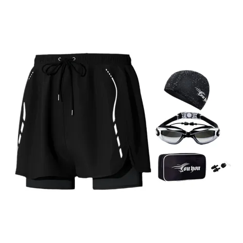Youyou Swimming Sets Polyester/Elastane Summer Seaside Vacation Beach Parent And Kid Travel Diving Gear Men's Black