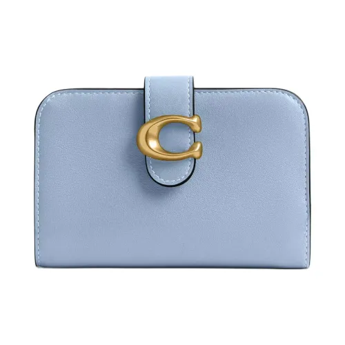 COACH Tabby Grain Texture Leather Wallet Mini Women's Bellflower Blue