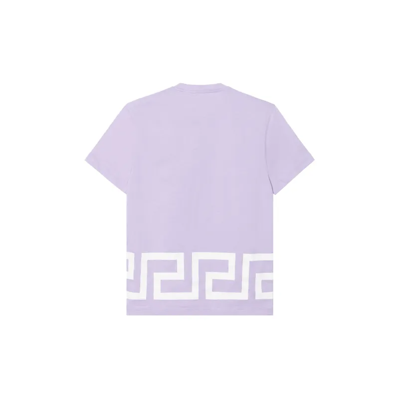 VERSACE Men Logo Printed Round Neck Short Sleeve T shirt Purple-1
