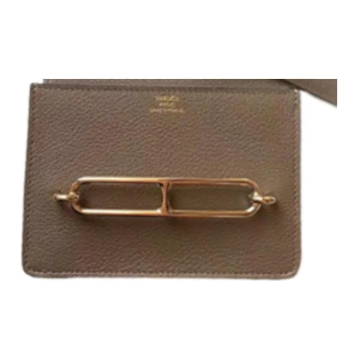HERMES Roulis Evercolor Calfskin Coin Purse Card Holder Fanny Pack Wallet Women's D0 Beige Weimar Dog Beige-2