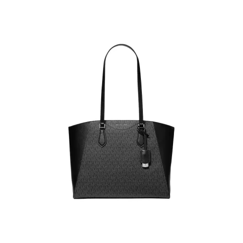 MICHAEL KORS TARYN Coated Canvas Tote Bag Shopping Bag Shoulder Bags Large Size Women's Black