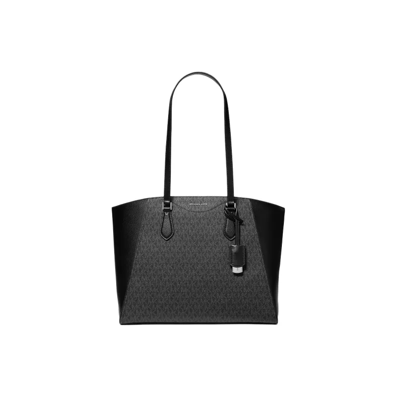 MICHAEL KORS TARYN Coated Canvas Tote Bag Shopping Bag Shoulder Bags Large Size Women's Black-0